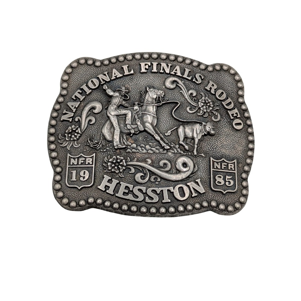 Vintage Hesston National Finals Rodeo Belt Buckle One Size Silver NFR 1985 80s